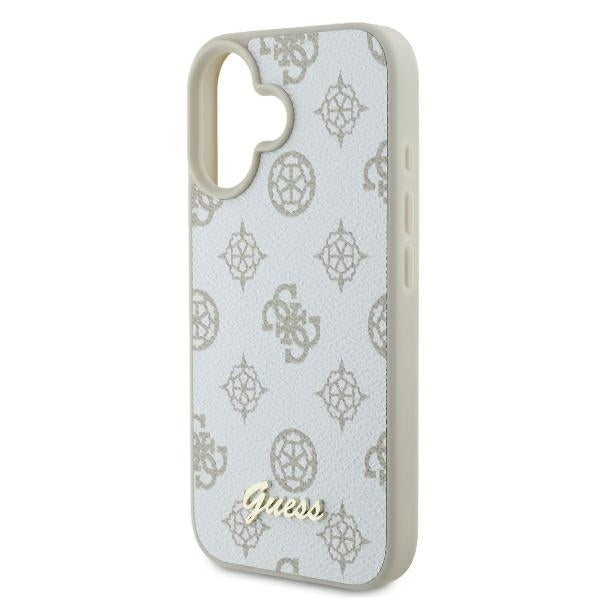 MagSafe Case for Apple iPhone 16, Guess, Peony Script, White