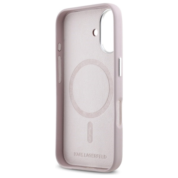 MagSafe Hülle für Apple iPhone 16, Karl Lagerfeld, FW Metal Plate, Rosa