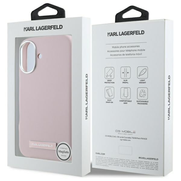 MagSafe Hülle für Apple iPhone 16, Karl Lagerfeld, FW Metal Plate, Rosa