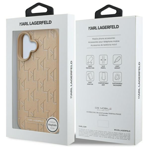 MagSafe Hülle für Apple iPhone 16, Karl Lagerfeld, Hot Stamp, Beige