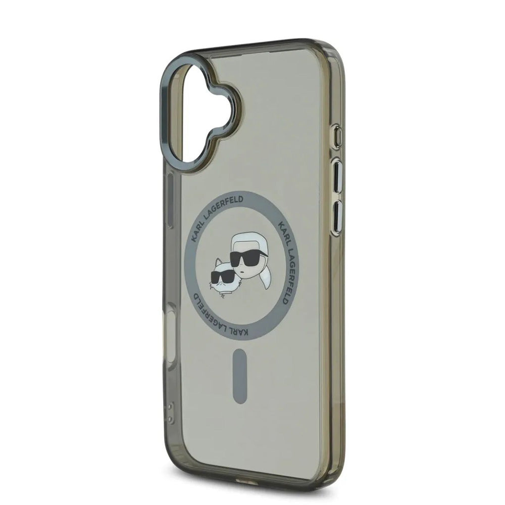 MagSafe Hülle für Apple iPhone 16, Karl Lagerfeld, IML Metal Karl & Choupette's Heads, Schwarz