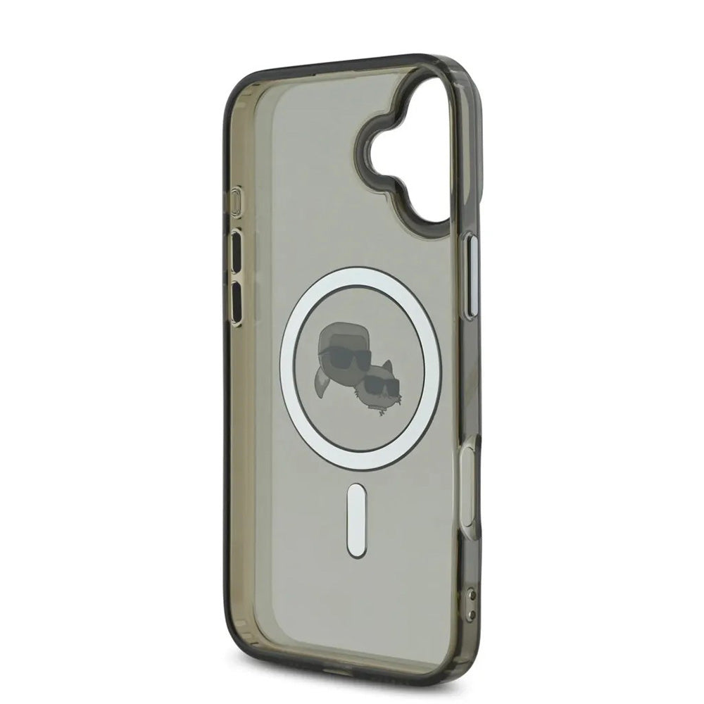 MagSafe Hülle für Apple iPhone 16, Karl Lagerfeld, IML Metal Karl & Choupette's Heads, Schwarz