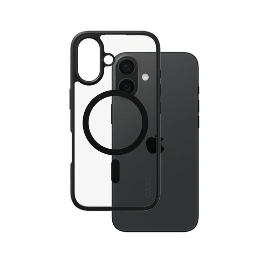 MagSafe Case for Apple iPhone 16, PanzerGlass, Urban Combat Care, Transparent Black