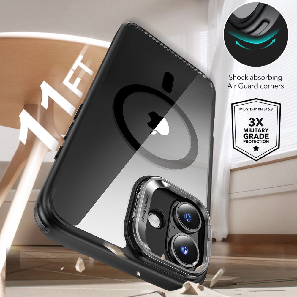 MagSafe Hülle für Apple iPhone 16 Plus, ESR, Classic Hybrid Kickstand mit Displayschutz, Schwarz Transparent