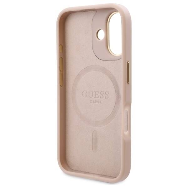 MagSafe Hülle für Apple iPhone 16 Plus, Guess, 4G Logo Plate, Rosa