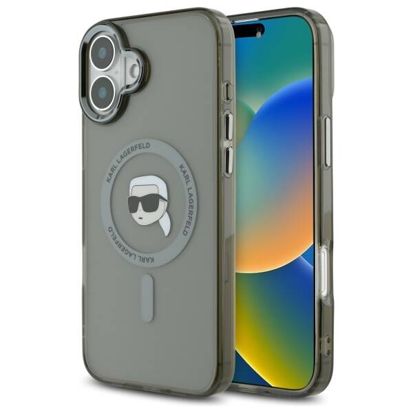 MagSafe Case for Apple iPhone 16 Plus, Karl Lagerfeld, IML Karl's Head, Black