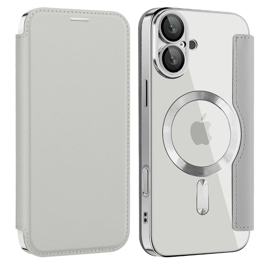 MagSafe-Hülle für Apple iPhone 16 Plus, Techsuit, SmartMag Book, Grau
