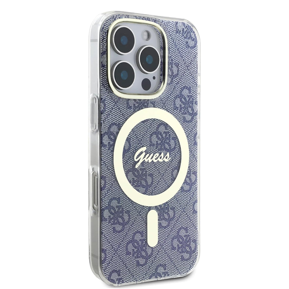 MagSafe Hülle für Apple iPhone 16 Pro, Guess, IML 4G, Blau