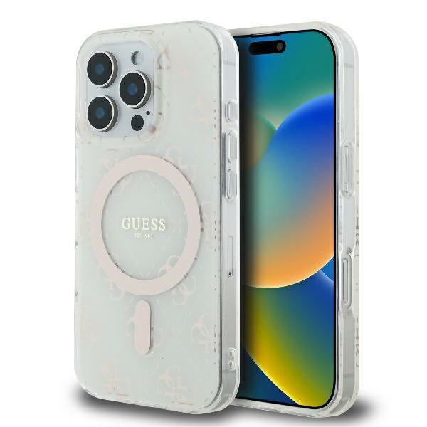 MagSafe Hülle für Apple iPhone 16 Pro, Guess, IML 4G Hintergrund, Weiß
