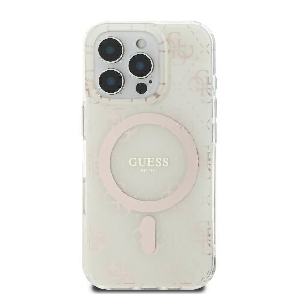 MagSafe Hülle für Apple iPhone 16 Pro, Guess, IML 4G Hintergrund, Weiß