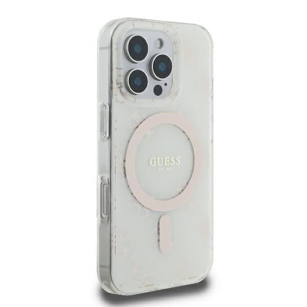 MagSafe Hülle für Apple iPhone 16 Pro, Guess, IML 4G Hintergrund, Weiß