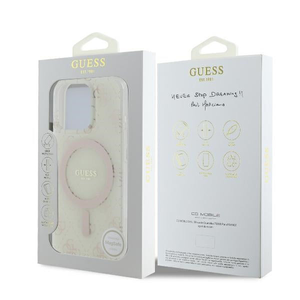 MagSafe Hülle für Apple iPhone 16 Pro, Guess, IML 4G Hintergrund, Weiß