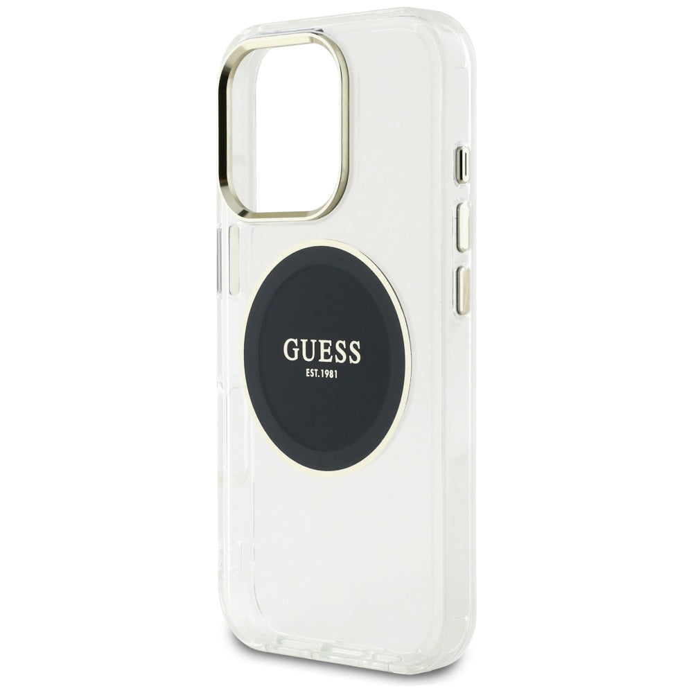 MagSafe Hülle für Apple iPhone 16 Pro, Guess, IML Metal Colored Circle, Schwarz