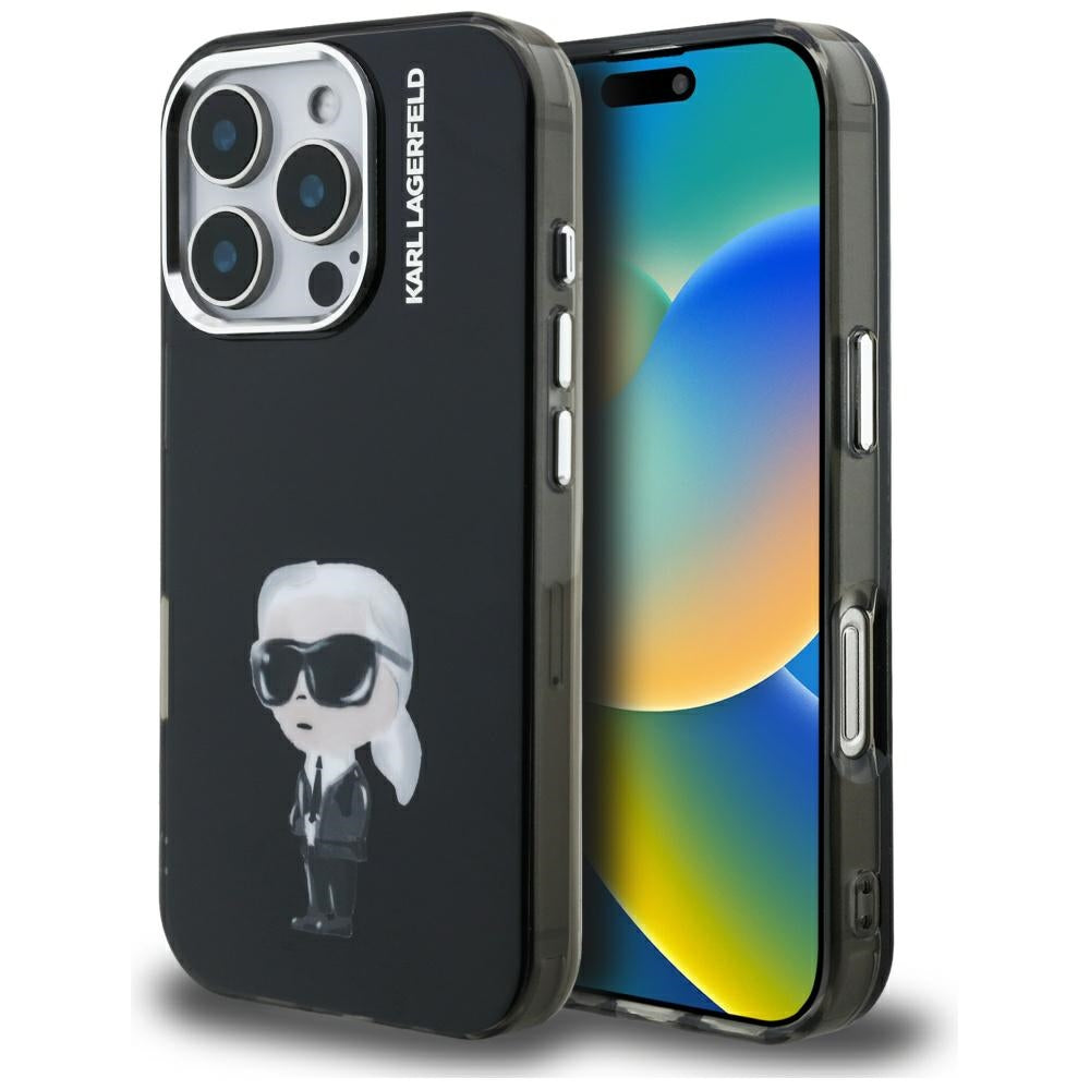 MagSafe Hülle für Apple iPhone 16 Pro, Karl Lagerfeld, IML Aquarelle Logo Karl, Schwarz