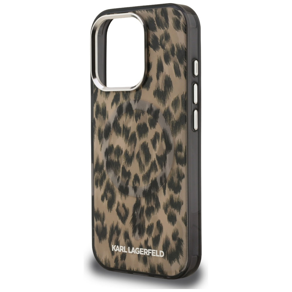 MagSafe Hülle für Apple iPhone 16 Pro, Karl Lagerfeld, IML Leopard Muster, Braun