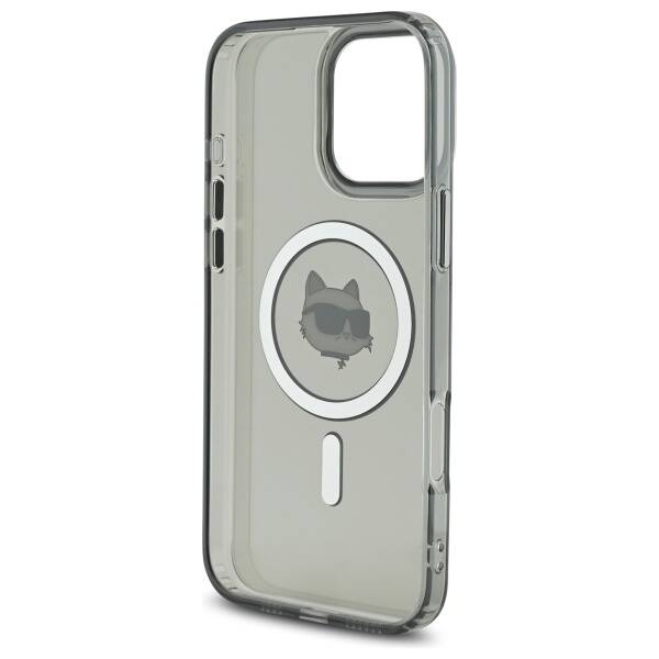 MagSafe Hülle für Apple iPhone 16 Pro, Karl Lagerfeld, IML Metal Choupette's Head, Schwarz
