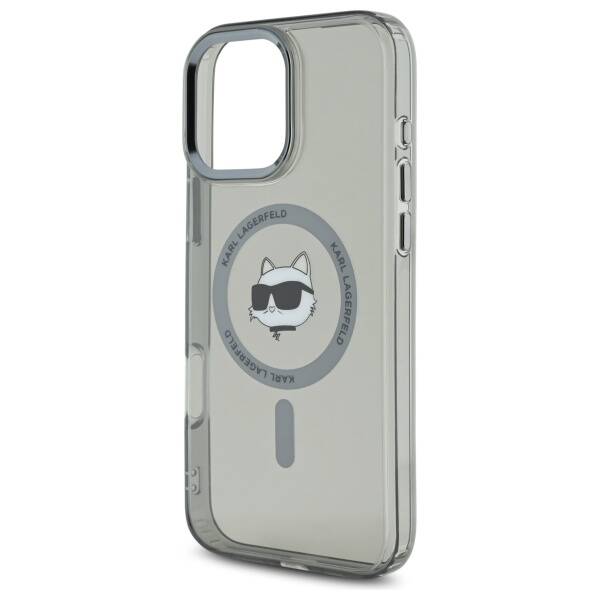 MagSafe Hülle für Apple iPhone 16 Pro, Karl Lagerfeld, IML Metal Choupette's Head, Schwarz