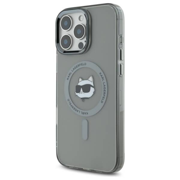 MagSafe Hülle für Apple iPhone 16 Pro, Karl Lagerfeld, IML Metal Choupette's Head, Schwarz