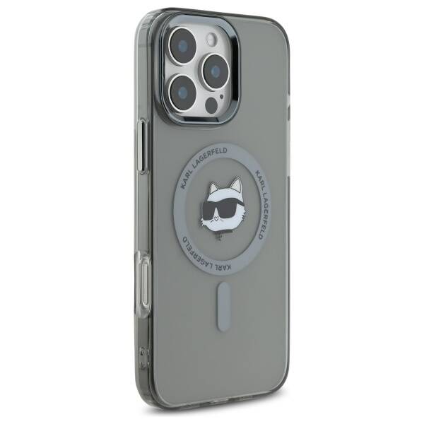 MagSafe Hülle für Apple iPhone 16 Pro, Karl Lagerfeld, IML Metal Choupette's Head, Schwarz