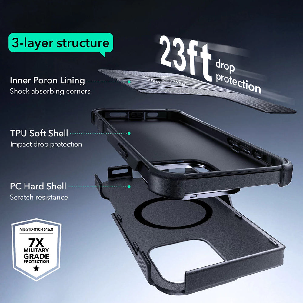 MagSafe Hülle für Apple iPhone 16 Pro Max, ESR, Cyber Armor Kickstand, Grün