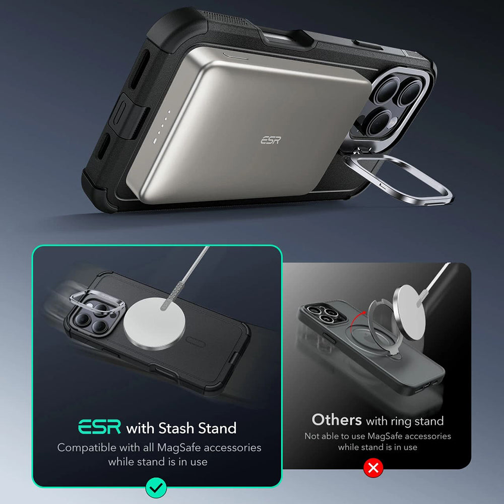 MagSafe Hülle für Apple iPhone 16 Pro Max, ESR, Cyber Armor Kickstand, Grün