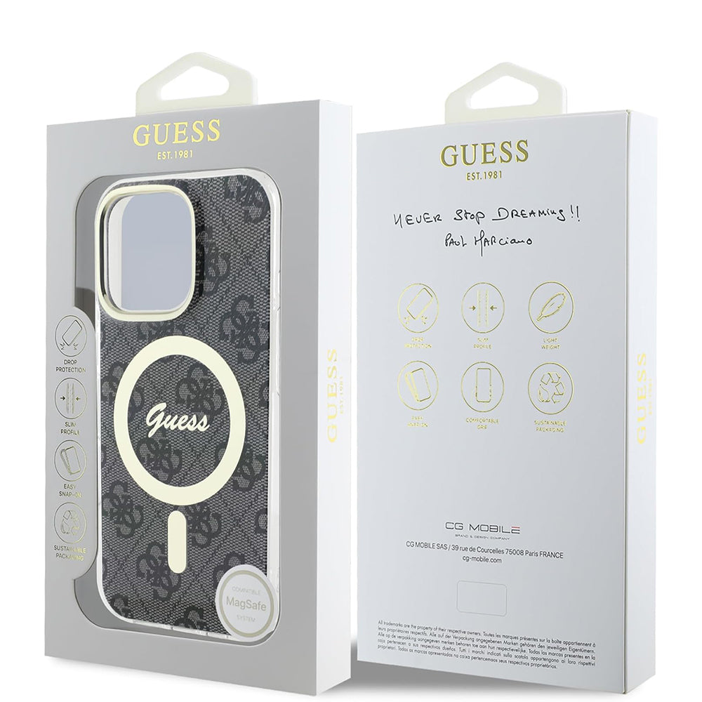 MagSafe Hülle für Apple iPhone 16 Pro Max, Guess, IML 4G, Schwarz