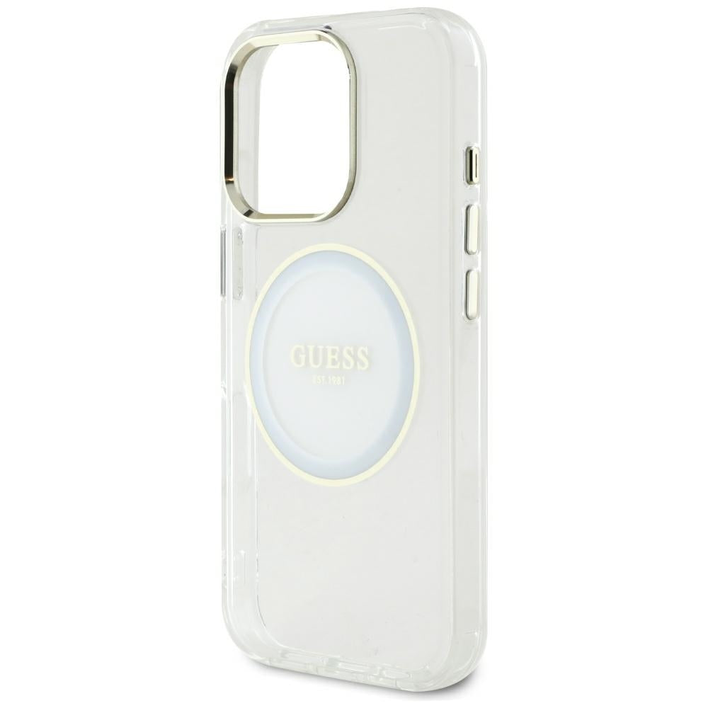 MagSafe Hülle für Apple iPhone 16 Pro Max, Guess, IML Metal Colored Circle, Weiß