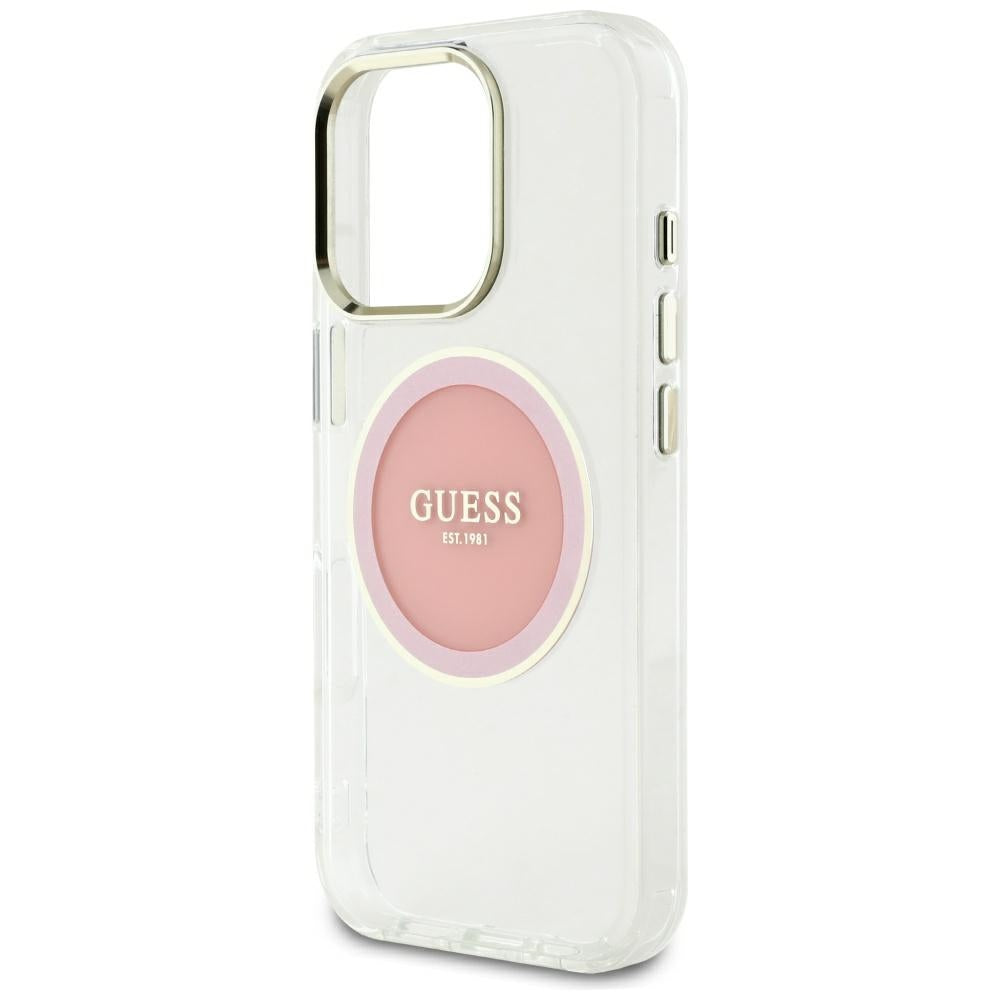 MagSafe Hülle für Apple iPhone 16 Pro Max, Guess, IML Metal Colored Circle, Rosa