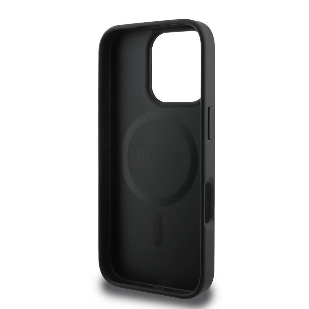 MagSafe Case for Apple iPhone 16 Pro Max, Guess, Peony Script, Black