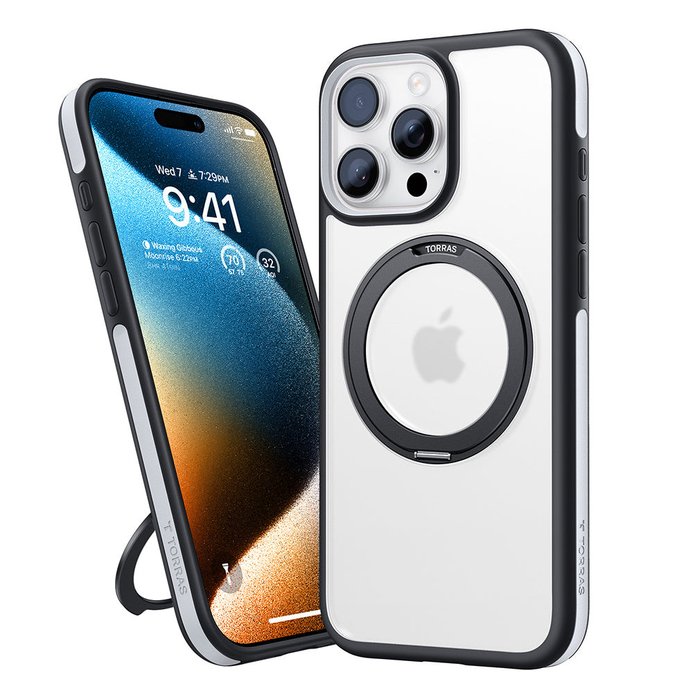 MagSafe Hülle für Apple iPhone 16 Pro, Torras, Ostand R Fusion, Schwarz