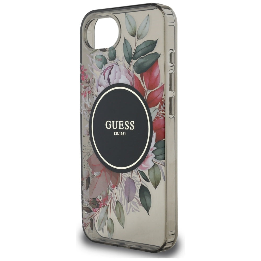 MagSafe Case for Apple iPhone 17e / 16e, Guess, IML Flowers, Black