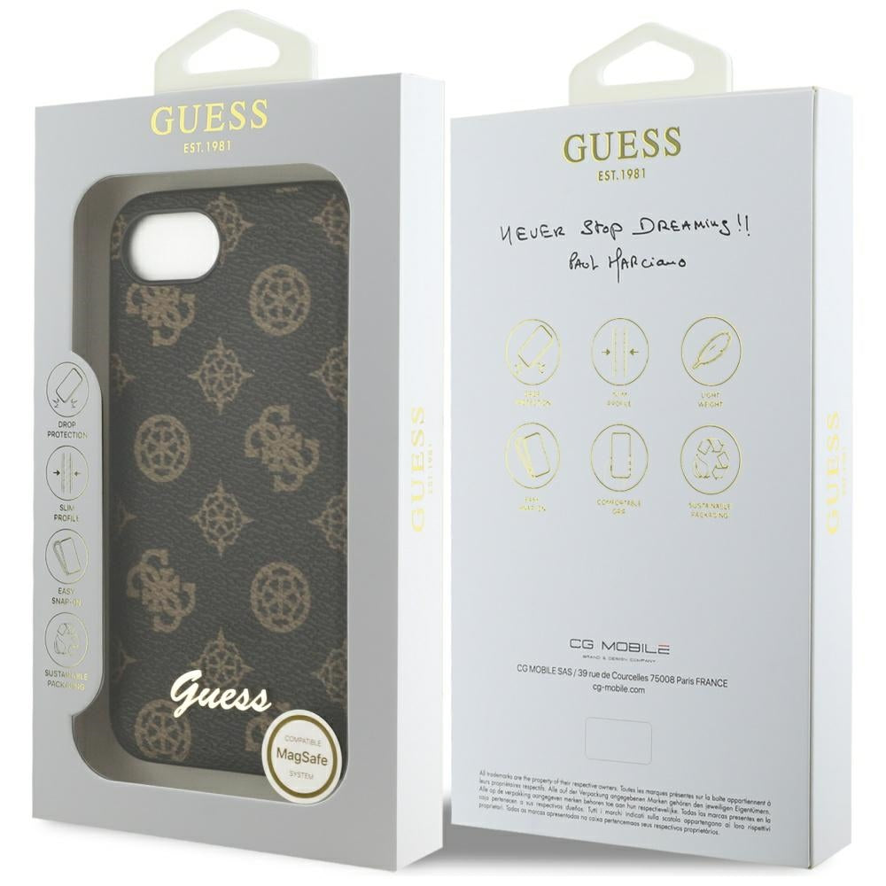 MagSafe Case for Apple iPhone 17e / 16e, Guess, Peony Script, Black