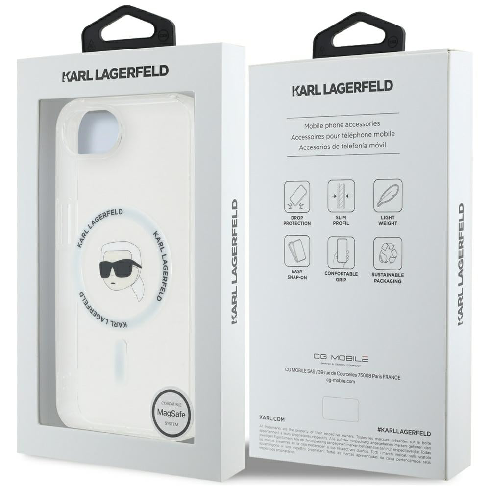 MagSafe Hülle für Apple iPhone 17e / 16e, Karl Lagerfeld, IML Karl's Head, Weiß