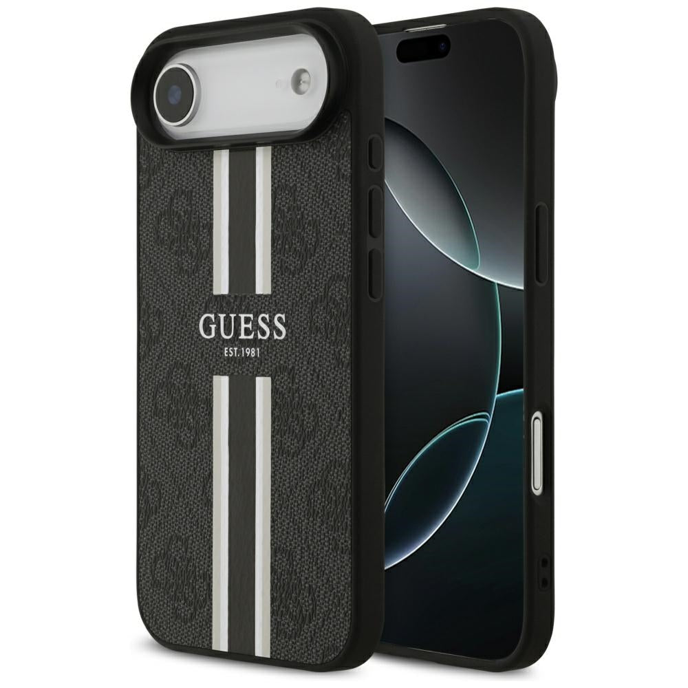 MagSafe Hülle für Apple iPhone 17 Air, Guess, 4G Printed Stripes, Schwarz