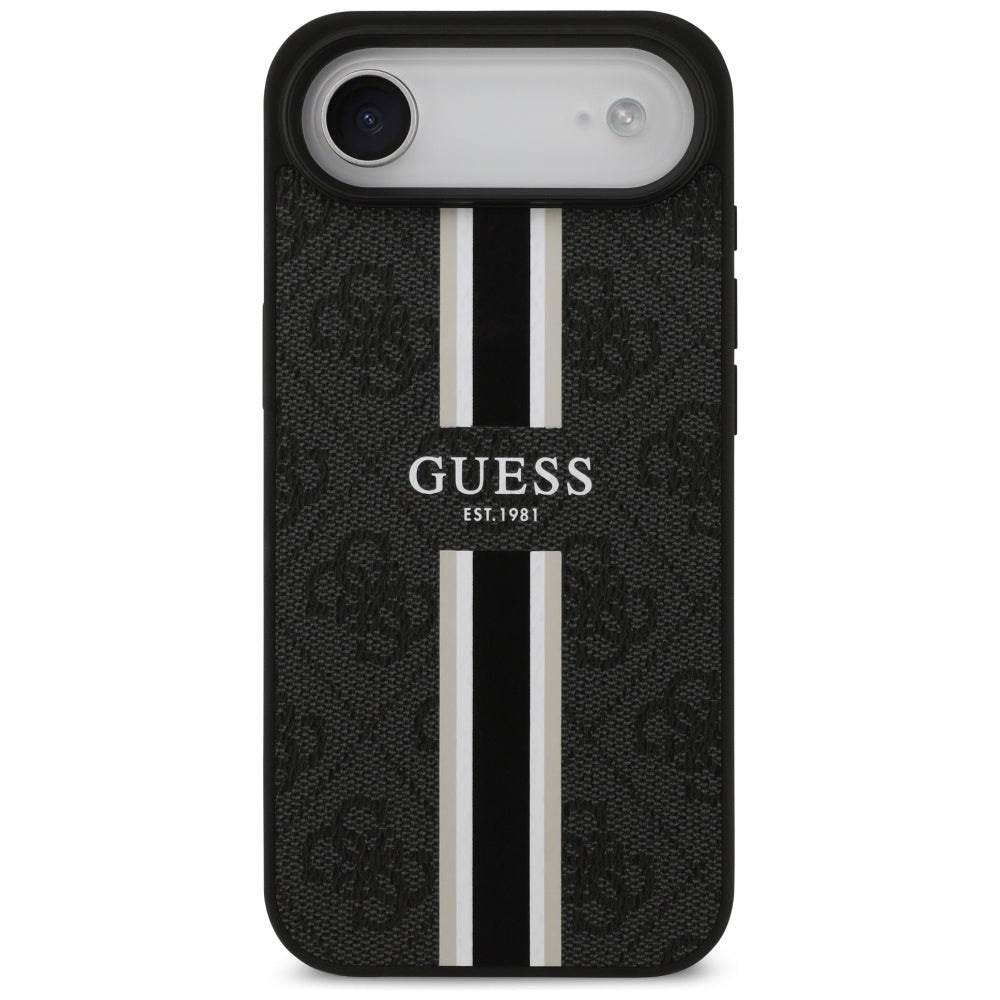 MagSafe Hülle für Apple iPhone 17 Air, Guess, 4G Printed Stripes, Schwarz
