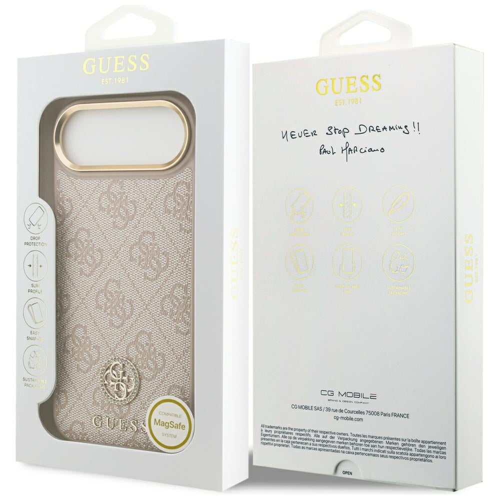 MagSafe Case for Apple iPhone 17 Air, Guess, 4G Strass Logo, Pink