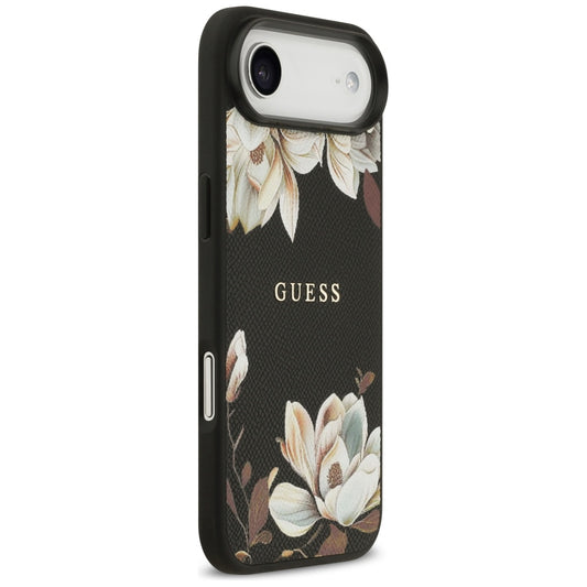 MagSafe Hülle für Apple iPhone 17 Air, Guess, Grained Flowers, Schwarz