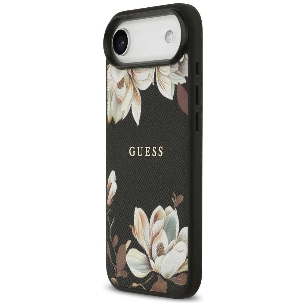 MagSafe Case for Apple iPhone 17 Air, Guess, Grained Flowers, Black