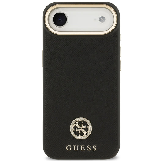 MagSafe Hülle für Apple iPhone 17 Air, Guess, Grained Strass Logo, Schwarz