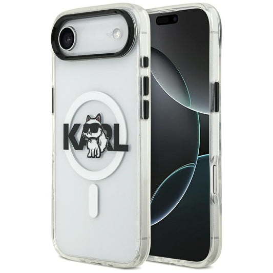 MagSafe Hülle für Apple iPhone 17 Air, Karl Lagerfeld, IML Sketch Logo Choupette, Transparent