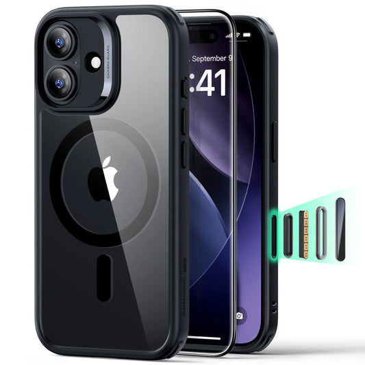 MagSafe Hülle für Apple iPhone 17, ESR, Classic Hybrid mit Displayschutz, Schwarz Transparent