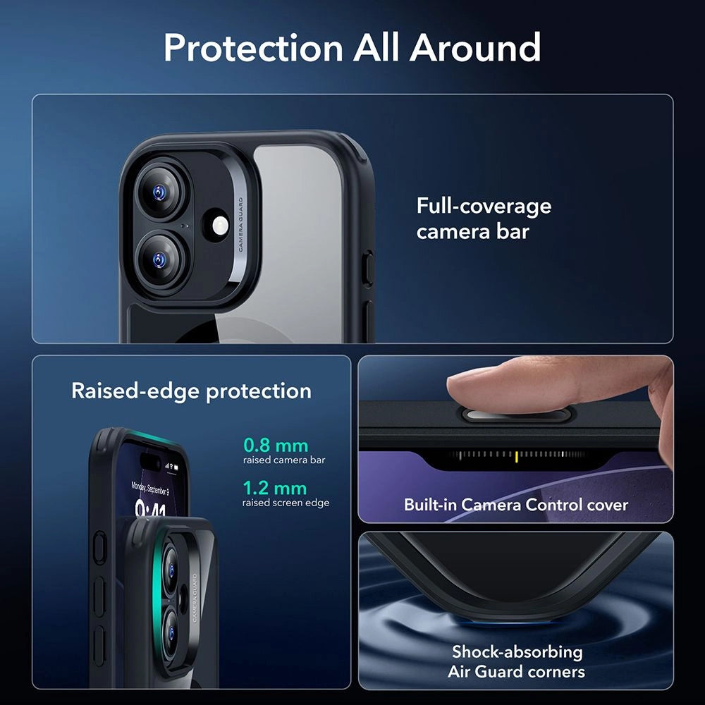 MagSafe Hülle für Apple iPhone 17, ESR, Classic Hybrid mit Displayschutz, Schwarz Transparent