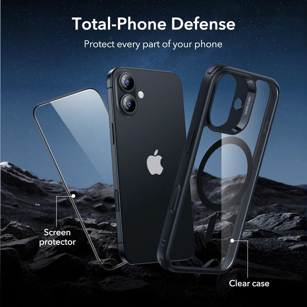 MagSafe Hülle für Apple iPhone 17, ESR, Classic Hybrid mit Displayschutz, Schwarz Transparent