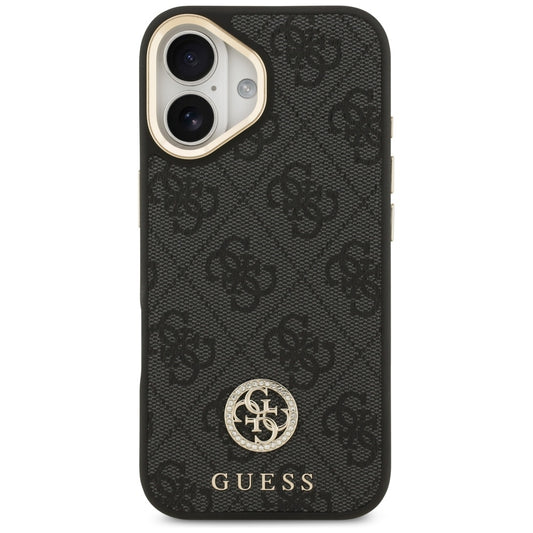 MagSafe Hülle für Apple iPhone 17, Guess, 4G Strass Logo, Schwarz