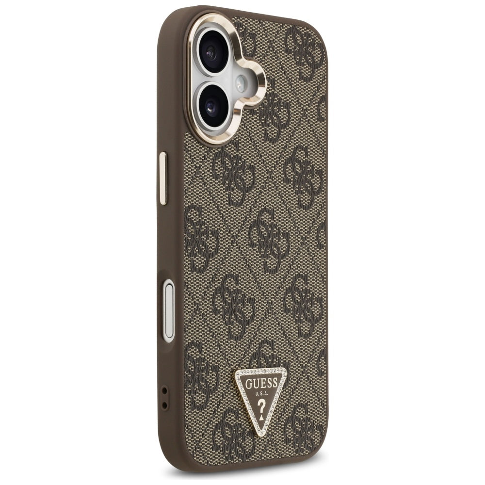 MagSafe Case for Apple iPhone 17, Guess, 4G Triangle Logo, Golden Brown