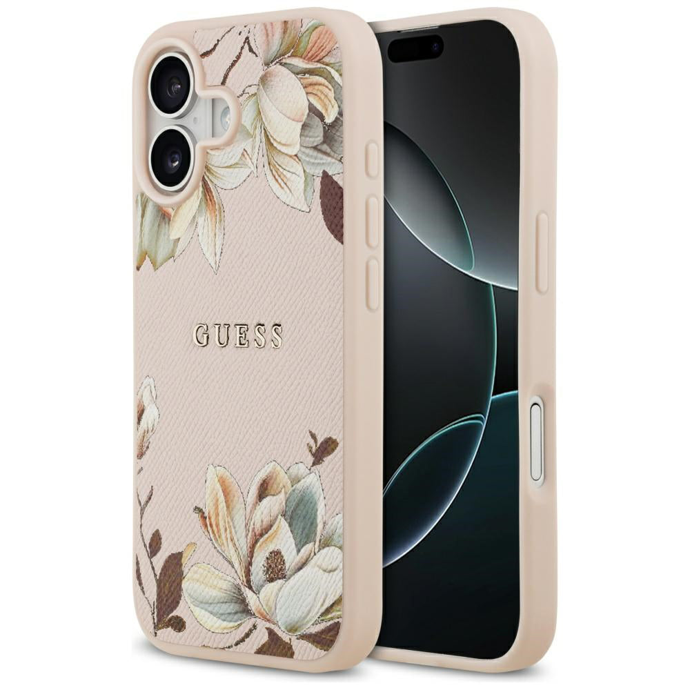 MagSafe Hülle für Apple iPhone 17, Guess, Grained Flowers, Rosa