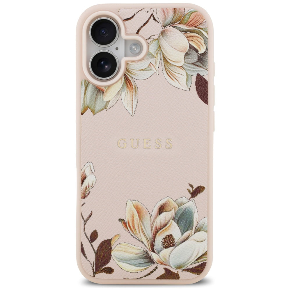 MagSafe Hülle für Apple iPhone 17, Guess, Grained Flowers, Rosa