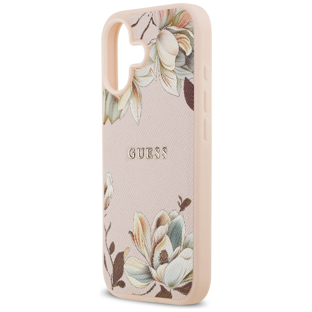 MagSafe Hülle für Apple iPhone 17, Guess, Grained Flowers, Rosa