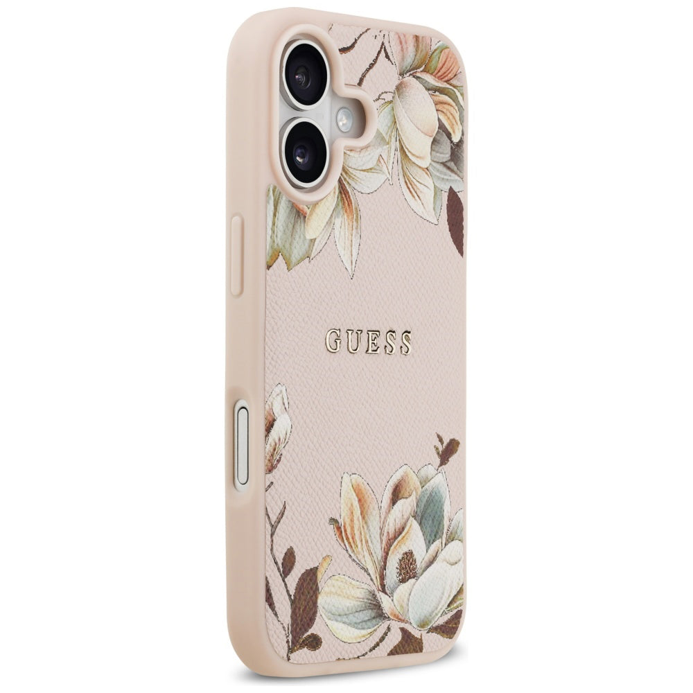 MagSafe Hülle für Apple iPhone 17, Guess, Grained Flowers, Rosa