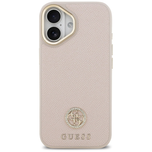 MagSafe Hülle für Apple iPhone 17, Guess, Grained Strass Logo, Rosa